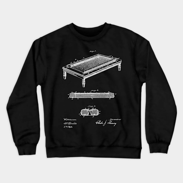 Folding Billiard Table Vintage Patent Hand Drawing Crewneck Sweatshirt by TheYoungDesigns